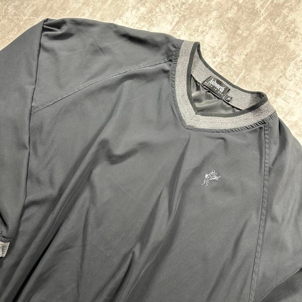 Vintage 90s Ashworth Golf Windbreaker Made in USA Men XL Black V-Neck Pullover - Picture 2 of 7